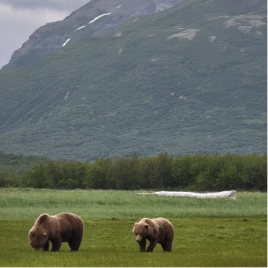 Brown bears grazing. Photo by Alice Schermer, Katmai National Park and Preserve Brown bears grazing. Photo by Alice Schermer, Katmai National Park and Preserve