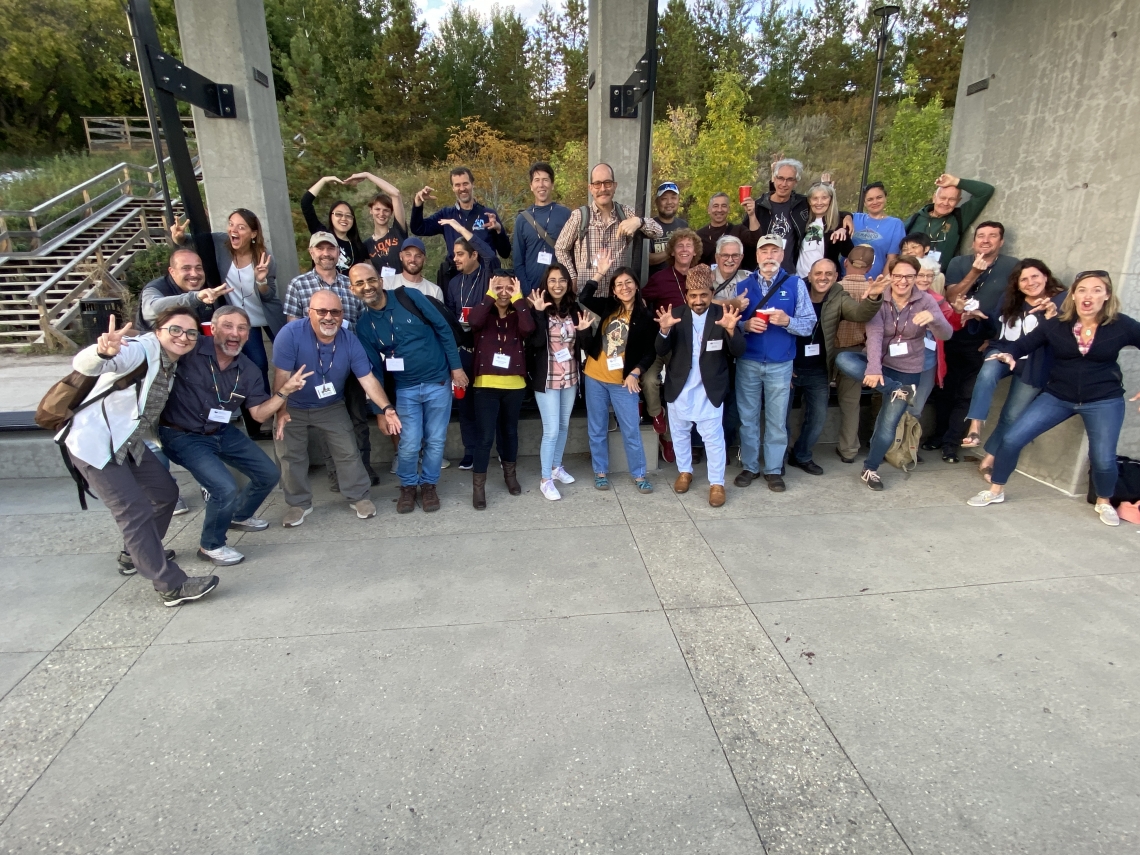 BSG members enjoying pizza in the park, IBA conference, Edmonton, Alberta, Sep 2024