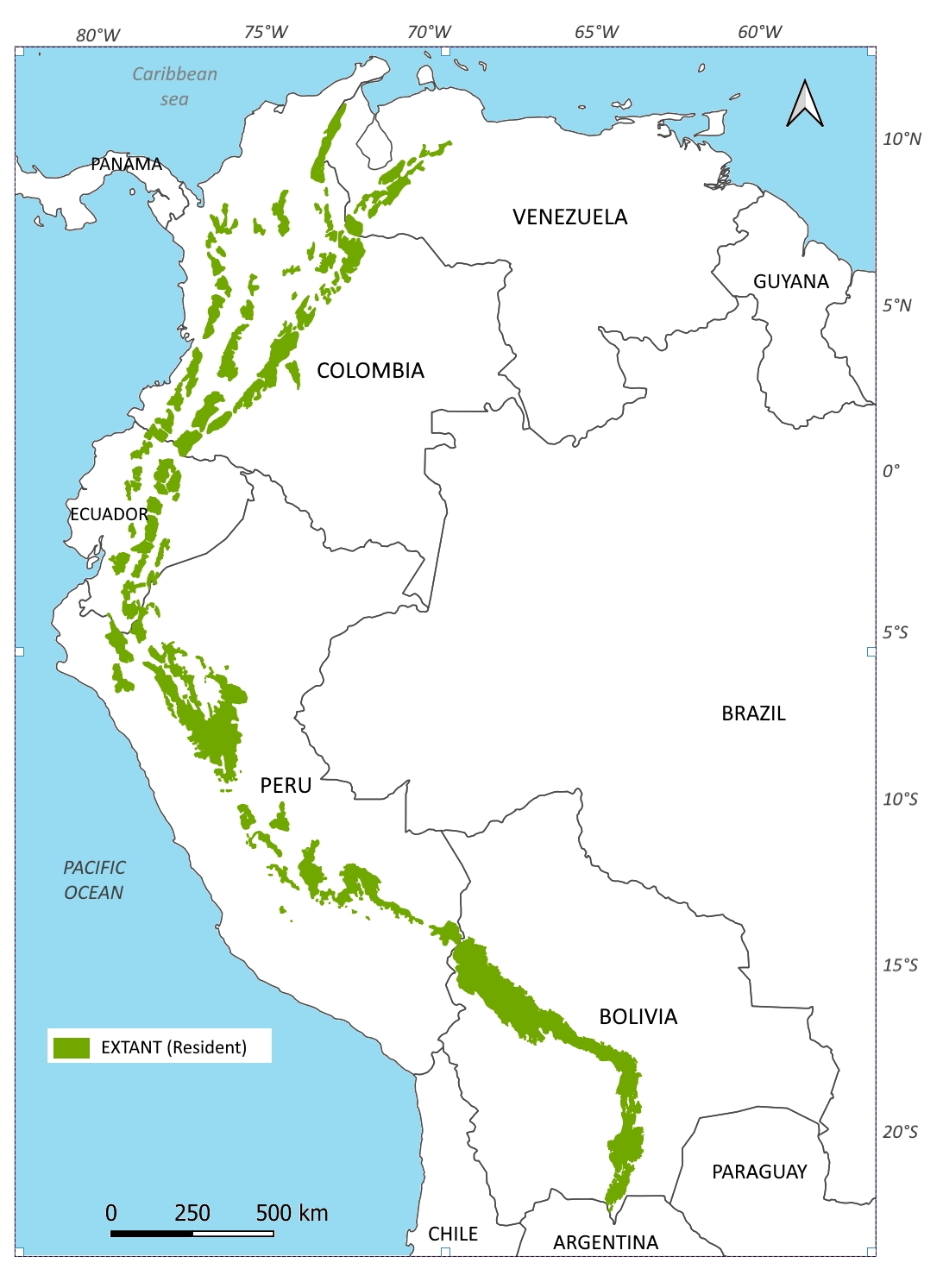 Range map of Andean bear (T ornatus) mapped by Bear Specialist Group created by X Velez-Liendo